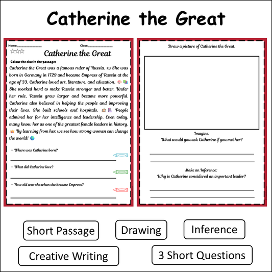 Catherine the Great | Short Reading Comprehension Creative Worksheet