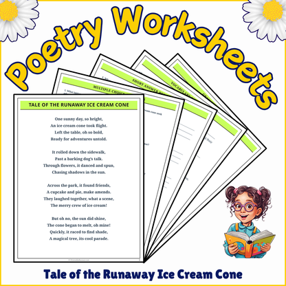 Tale of the Runaway Ice Cream Cone | Poem Grammar Worksheet Printable Activity