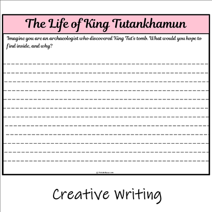 The Life of King Tutankhamun | Main Idea and Supporting Details Reading Passage and Questions