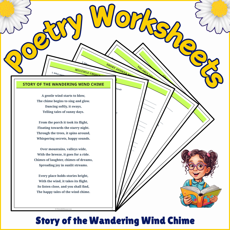 Story of the Wandering Wind Chime | Poem Grammar Worksheet Printable Activity