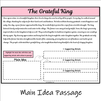 The Grateful King | Main Idea and Supporting Details Reading Passage and Questions