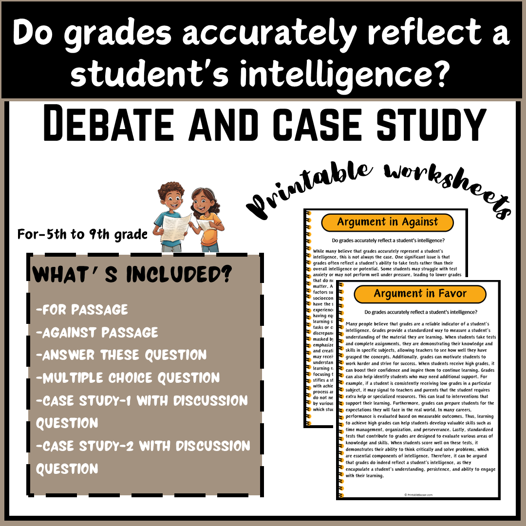 Do grades accurately reflect a student's intelligence? | Debate Case Study Worksheet