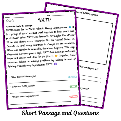 NATO | Short Reading Comprehension Creative Worksheet