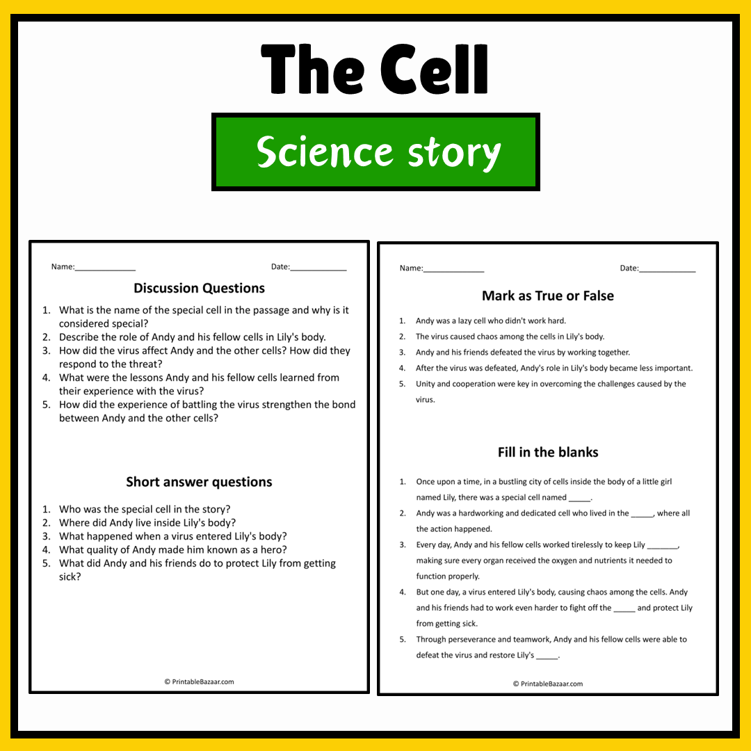 The Cell | Science Story Reading Comprehension Activity