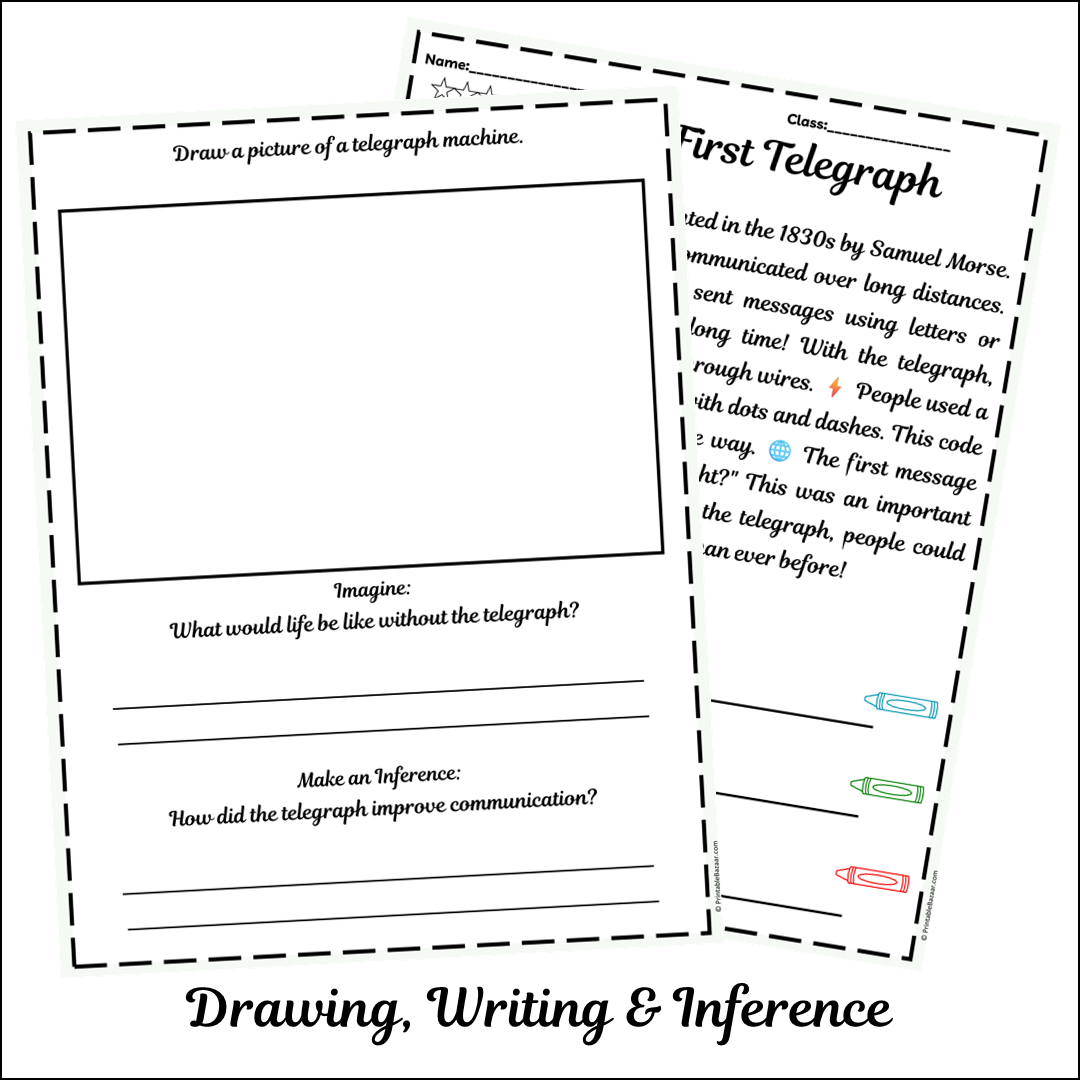 The First Telegraph | Short Reading Comprehension Creative Worksheet