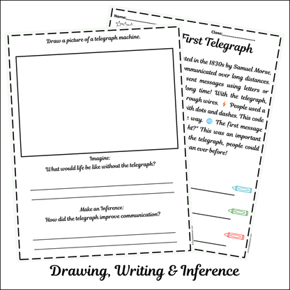 The First Telegraph | Short Reading Comprehension Creative Worksheet
