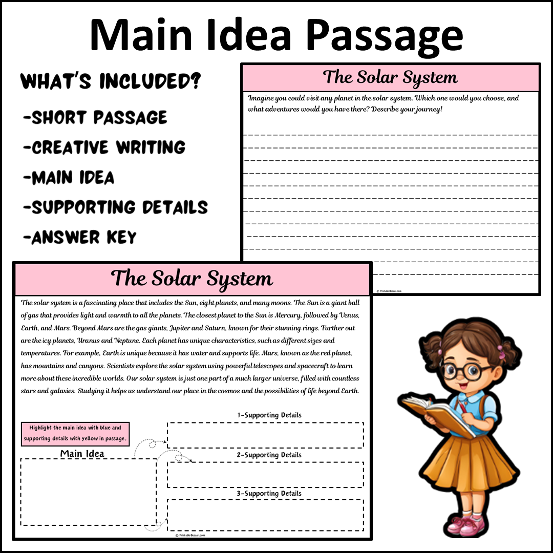 The Solar System | Main Idea and Supporting Details Reading Passage and Questions