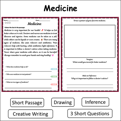 Medicine | Short Reading Comprehension Creative Worksheet