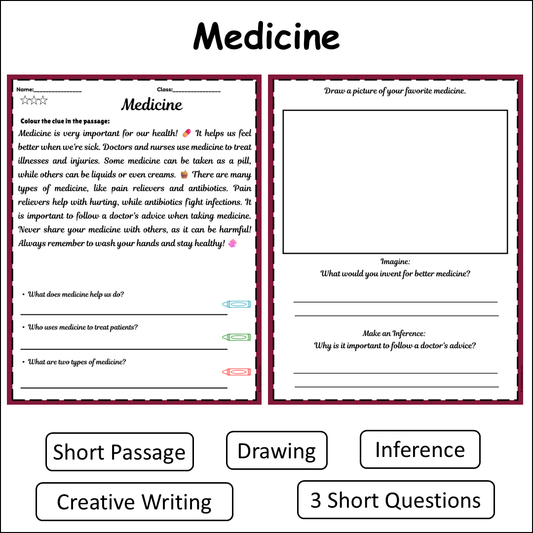 Medicine | Short Reading Comprehension Creative Worksheet