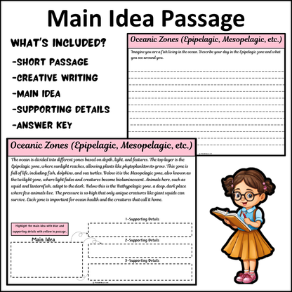 Oceanic Zones (Epipelagic, Mesopelagic, etc.) | Main Idea and Supporting Details Reading Passage and Questions