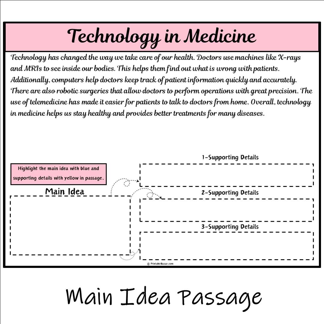 Technology in Medicine | Main Idea and Supporting Details Reading Passage and Questions