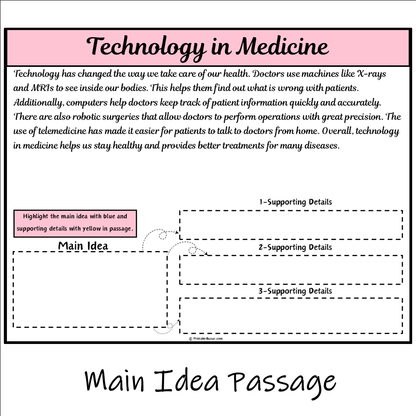 Technology in Medicine | Main Idea and Supporting Details Reading Passage and Questions