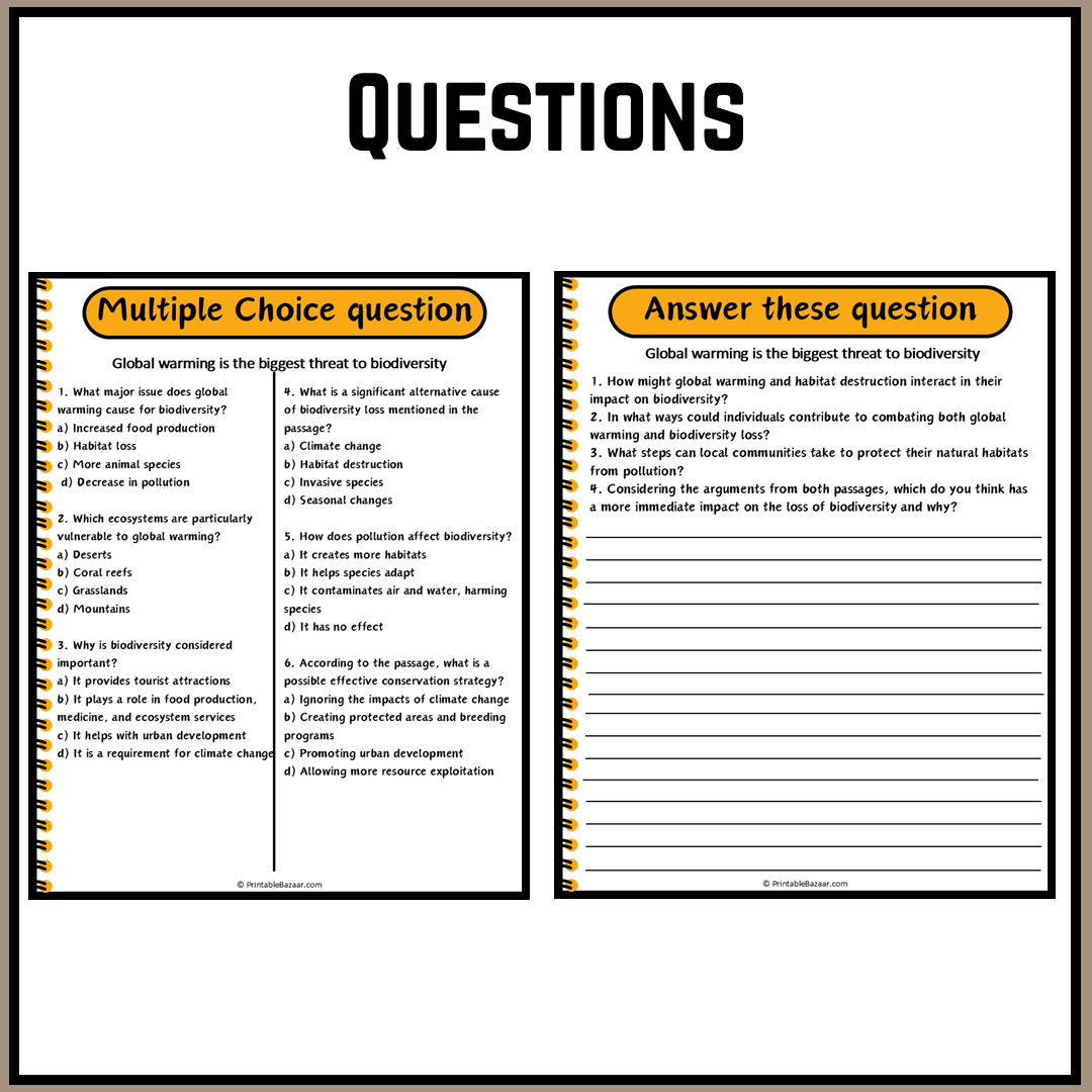 Global warming is the biggest threat to biodiversity | Debate Case Study Worksheet