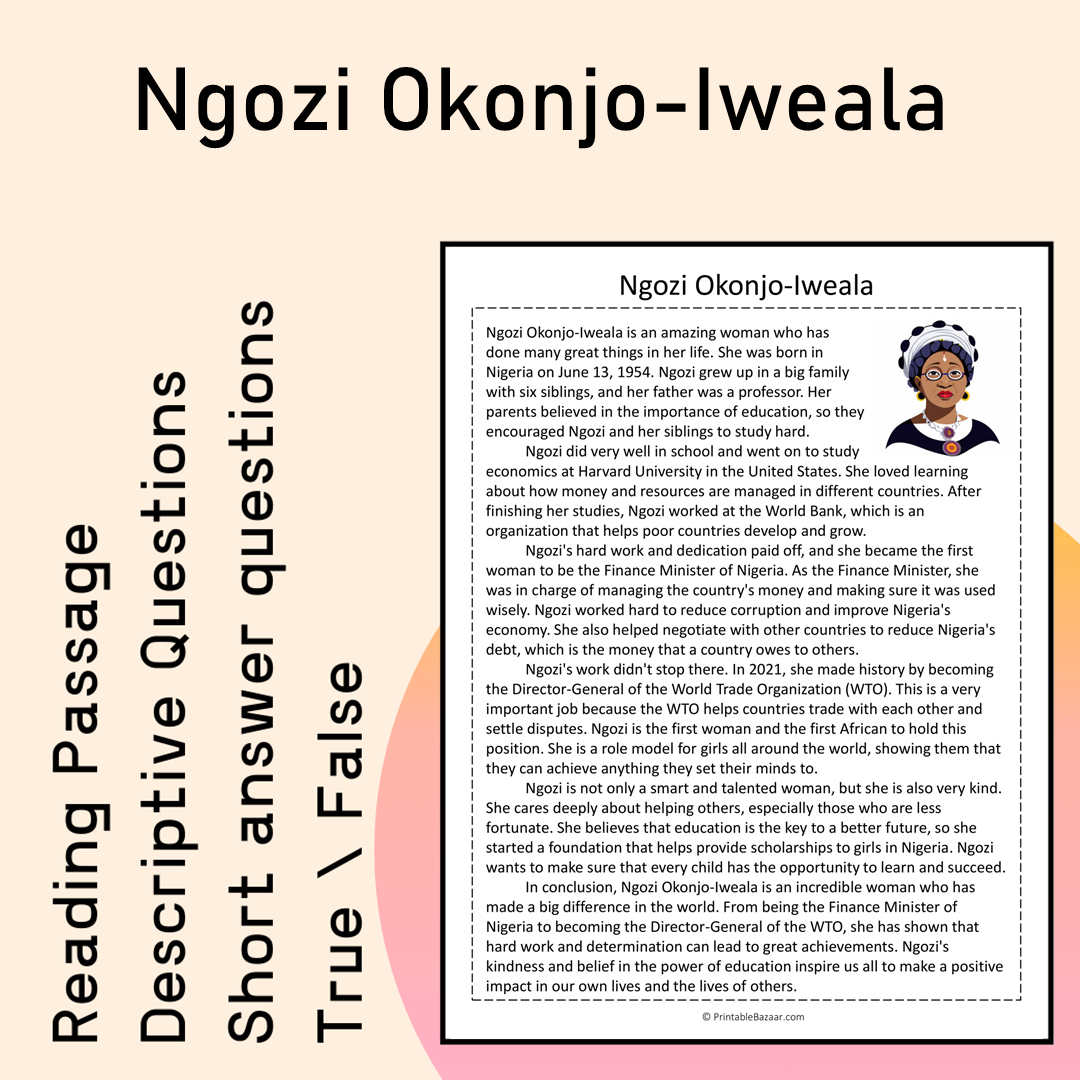 Ngozi Okonjo-Iweala | Reading Comprehension Passage Printable Activity
