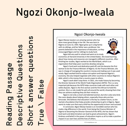 Ngozi Okonjo-Iweala | Reading Comprehension Passage Printable Activity