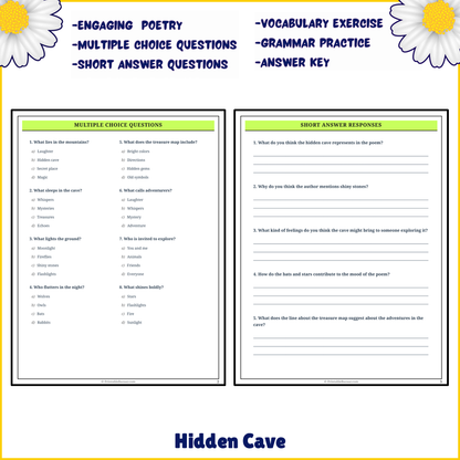 Hidden Cave | Poem Grammar Worksheet Printable Activity