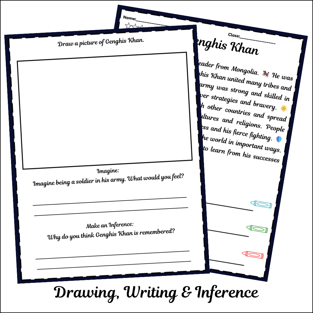 Genghis Khan | Short Reading Comprehension Creative Worksheet