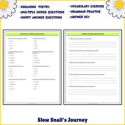 Slow Snail's Journey | Poem Grammar Worksheet Printable Activity