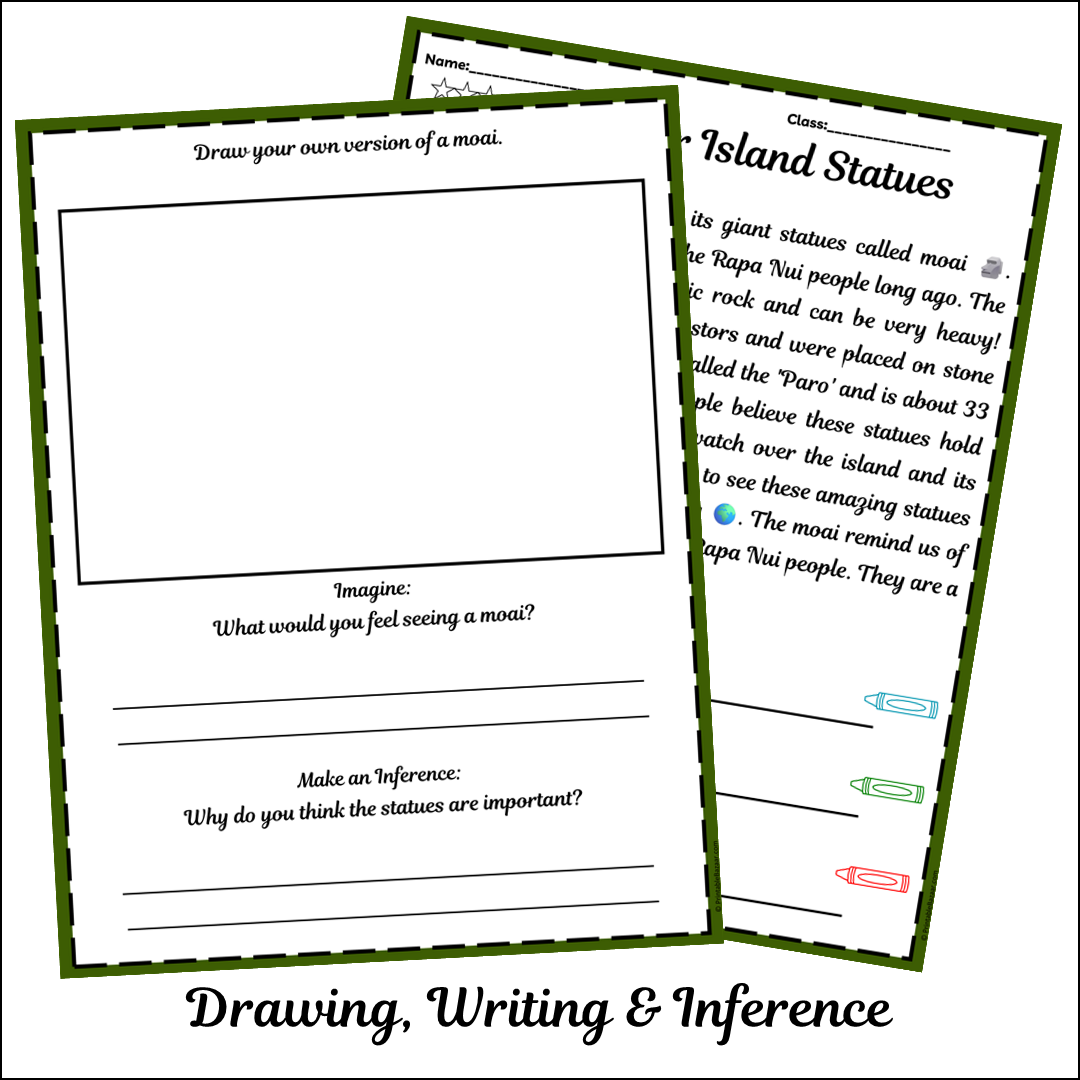 Easter Island Statues | Short Reading Comprehension Creative Worksheet