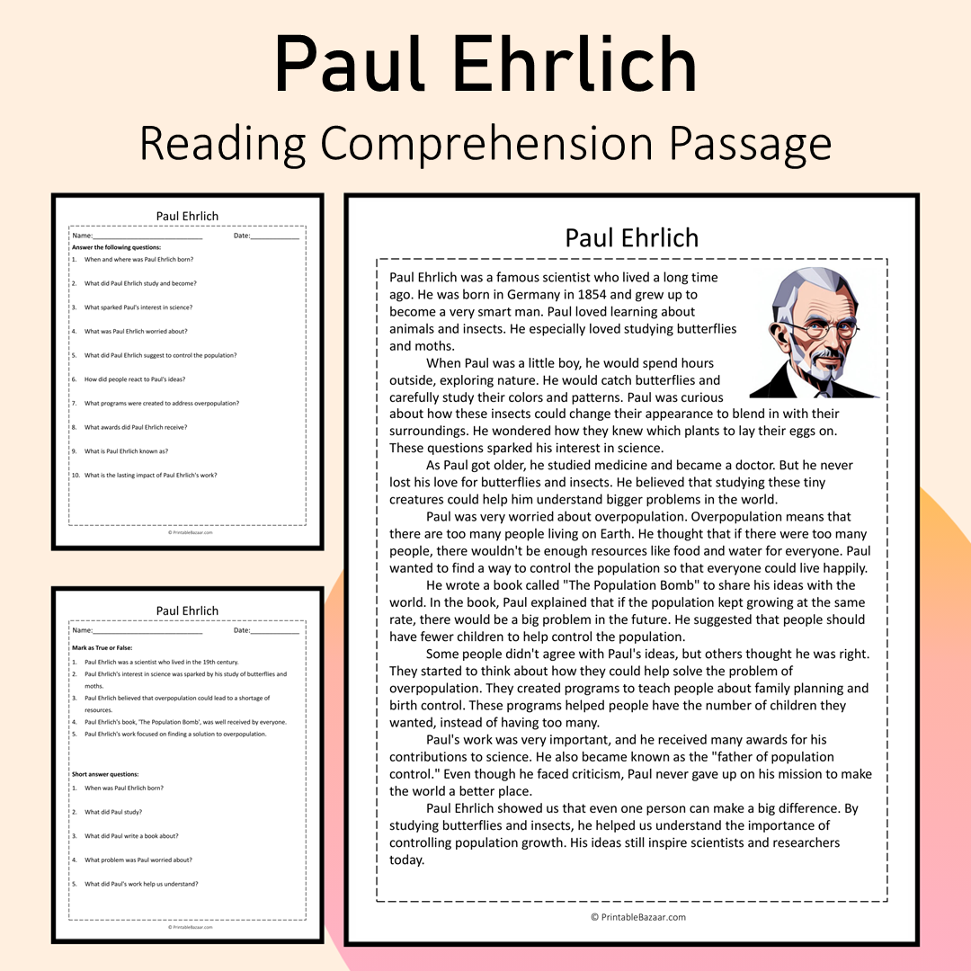 Paul Ehrlich | Reading Comprehension Passage Printable Activity