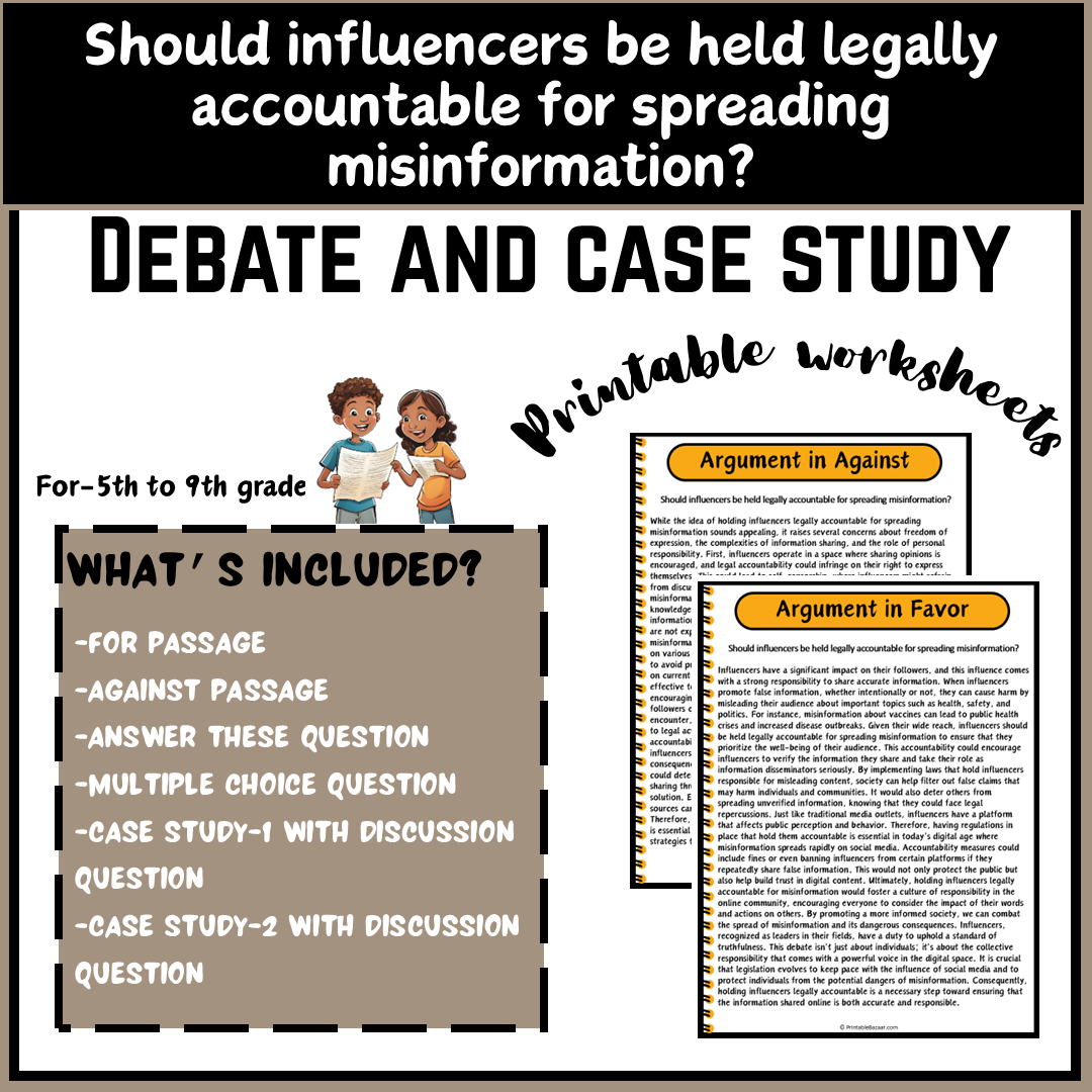 Should influencers be held legally accountable for spreading misinformation? | Debate Case Study Worksheet