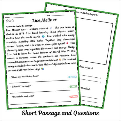 Lise Meitner | Short Reading Comprehension Creative Worksheet