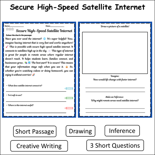 Secure High-Speed Satellite Internet | Short Reading Comprehension Creative Worksheet