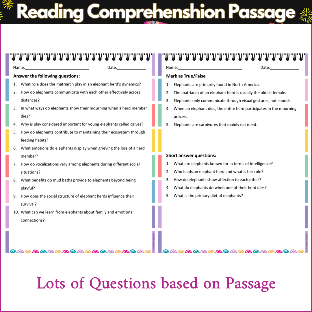 Behavior of Elephants | Reading Comprehension Passage and Questions