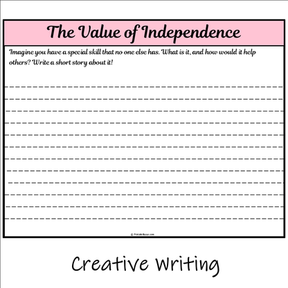 The Value of Independence | Main Idea and Supporting Details Reading Passage and Questions