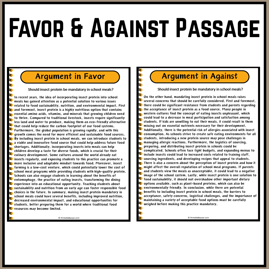 Should insect protein be mandatory in school meals? | Debate Case Study Worksheet