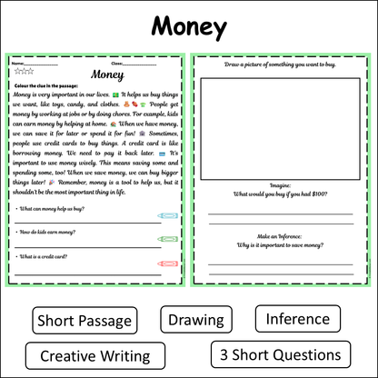 Money | Short Reading Comprehension Creative Worksheet