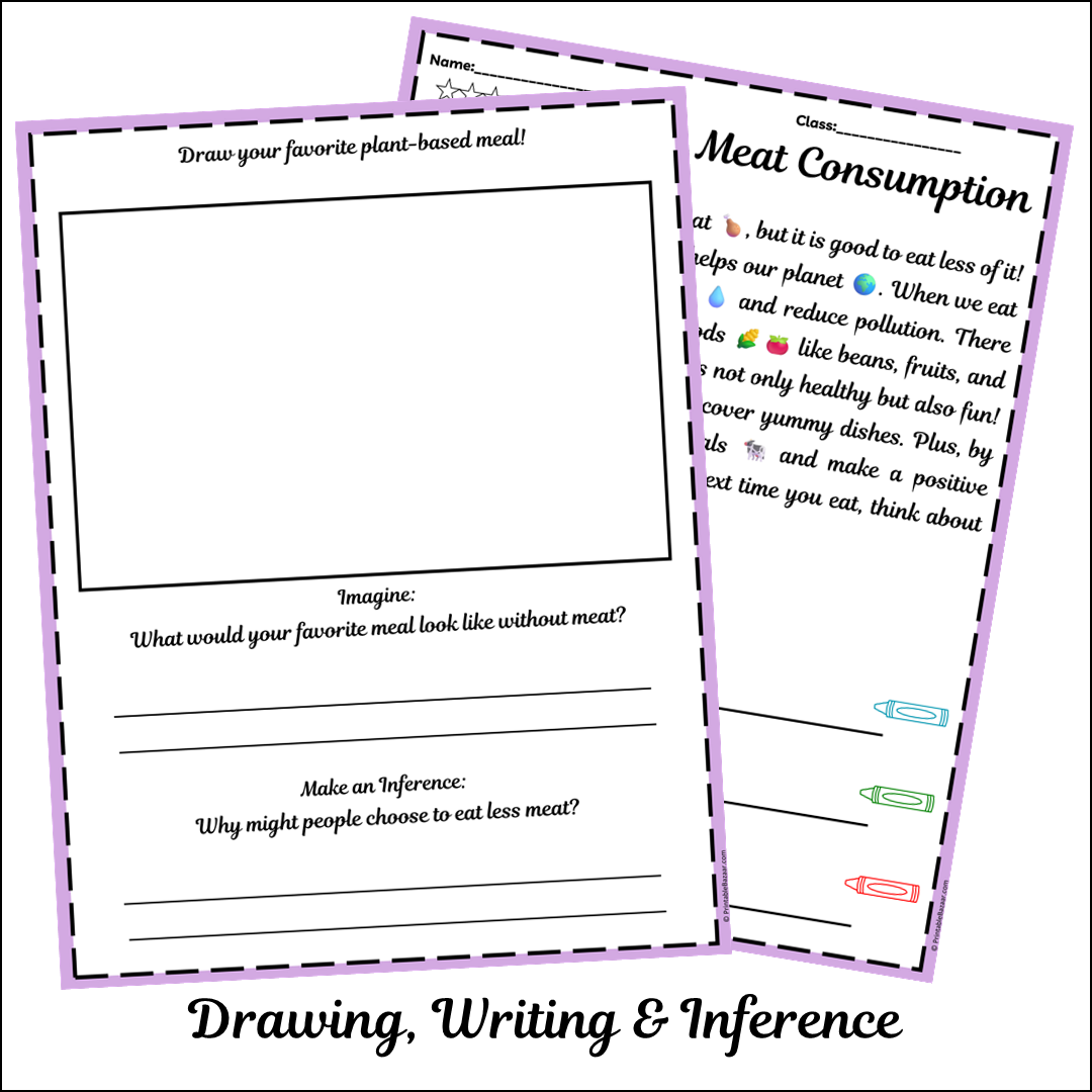 Reducing Meat Consumption | Short Reading Comprehension Creative Worksheet