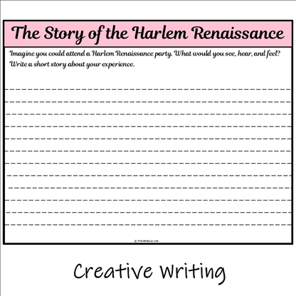 The Story of the Harlem Renaissance | Main Idea and Supporting Details Reading Passage and Questions