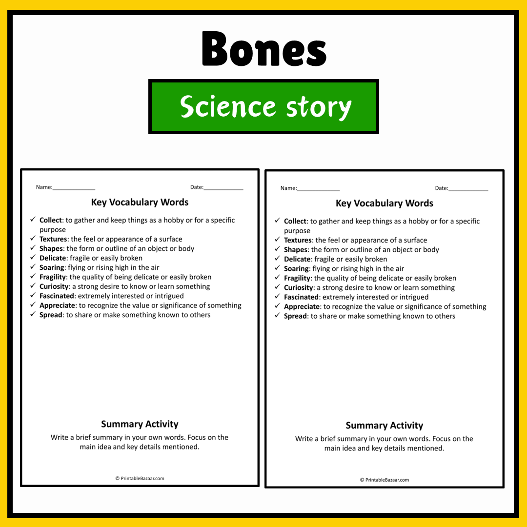 Bones | Science Story Reading Comprehension Activity