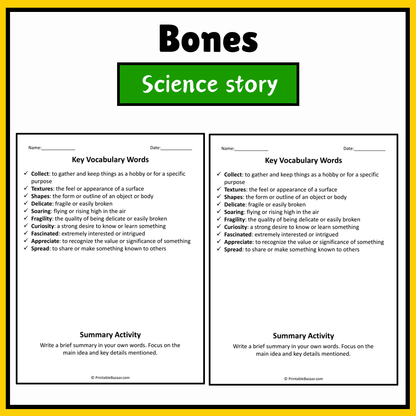 Bones | Science Story Reading Comprehension Activity