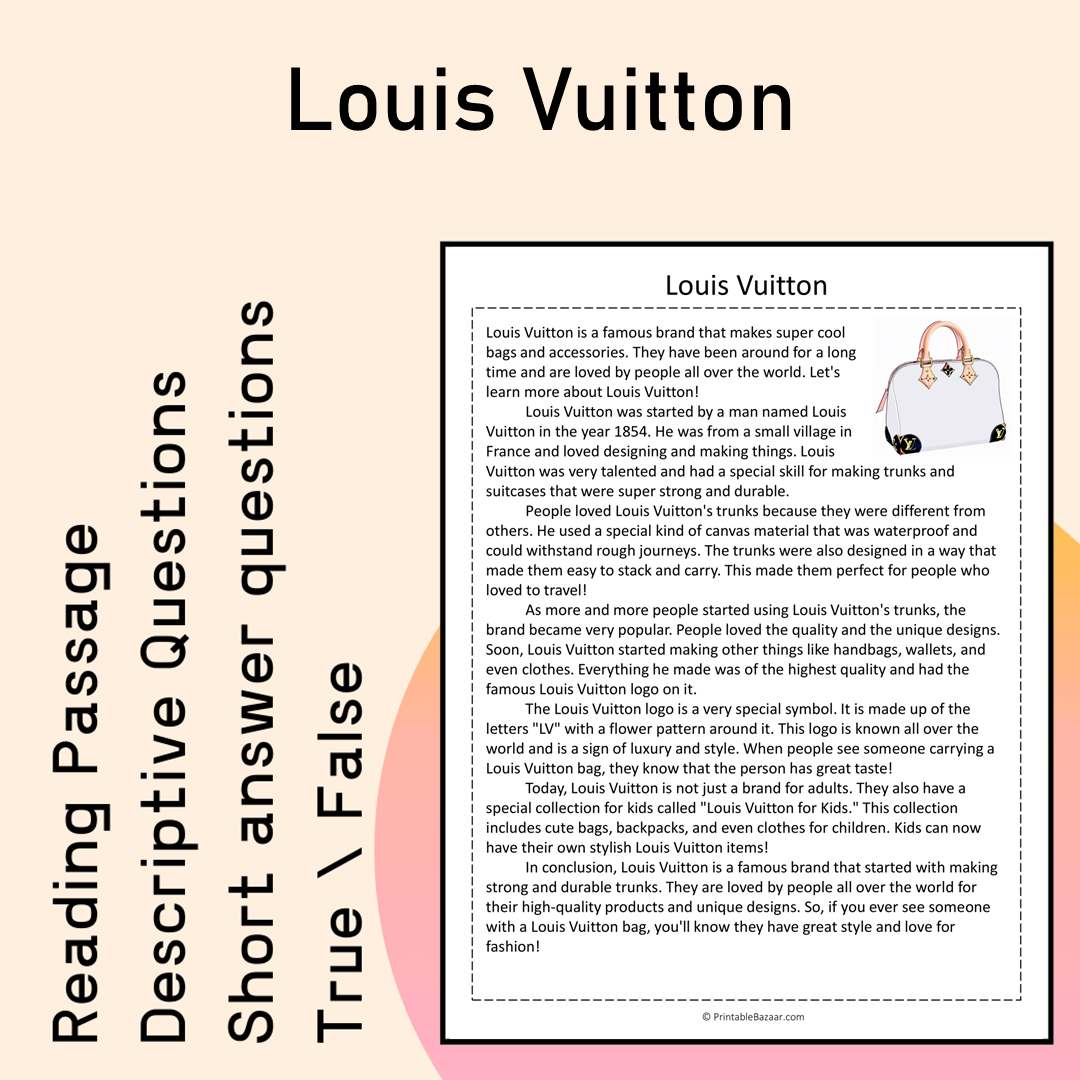 Louis Vuitton | Reading Comprehension Passage Printable Activity