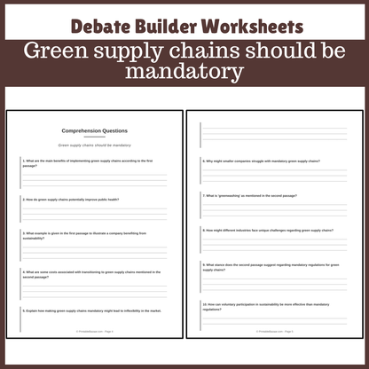 Green supply chains should be mandatory | Favour and Against Worksheet Printable Activity