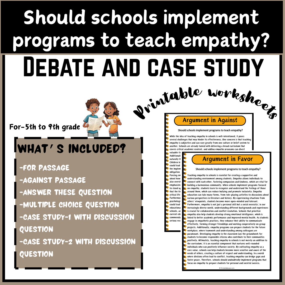 Should schools implement programs to teach empathy? | Debate Case Study Worksheet