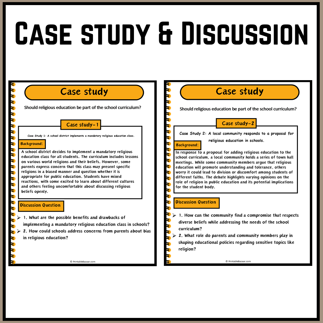 Should religious education be part of the school curriculum? | Debate Case Study Worksheet