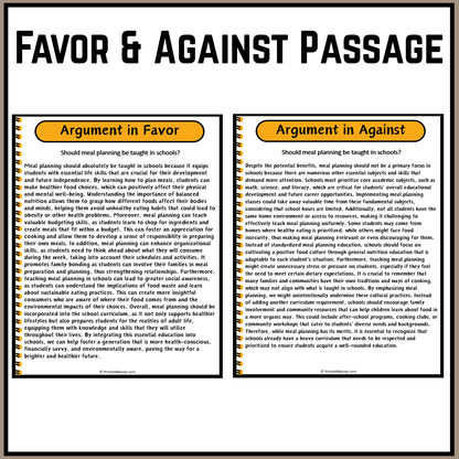 Should meal planning be taught in schools? | Debate Case Study Worksheet
