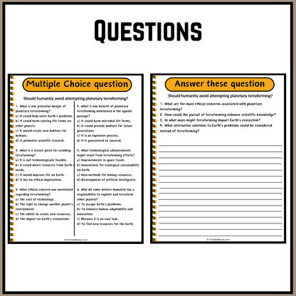 Should humanity avoid attempting planetary terraforming? | Debate Case Study Worksheet