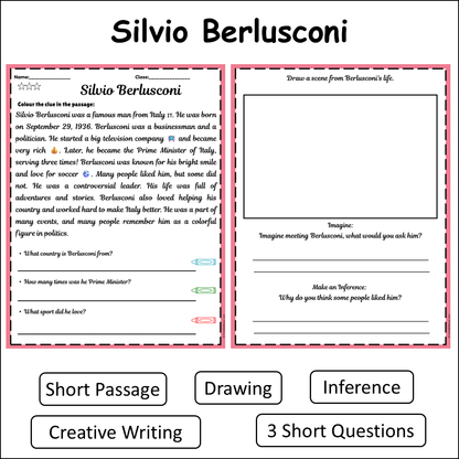 Silvio Berlusconi | Short Reading Comprehension Creative Worksheet