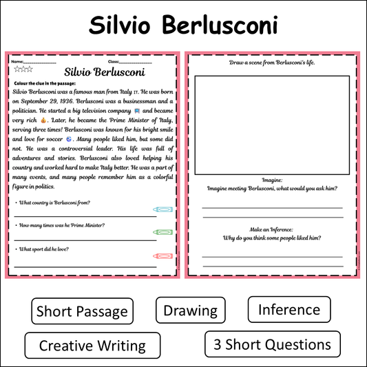 Silvio Berlusconi | Short Reading Comprehension Creative Worksheet