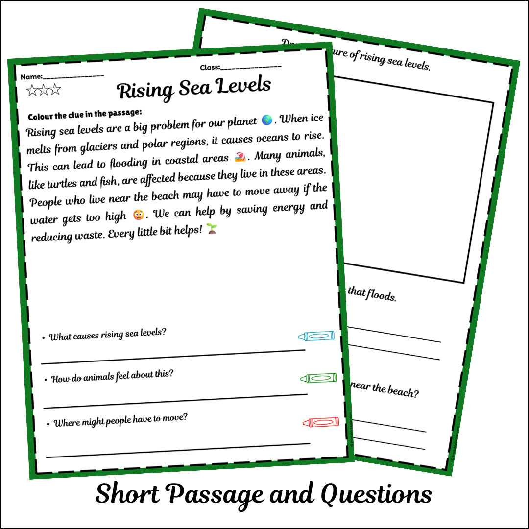 Rising Sea Levels | Short Reading Comprehension Creative Worksheet