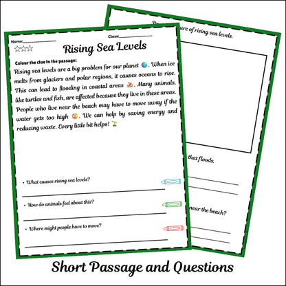 Rising Sea Levels | Short Reading Comprehension Creative Worksheet