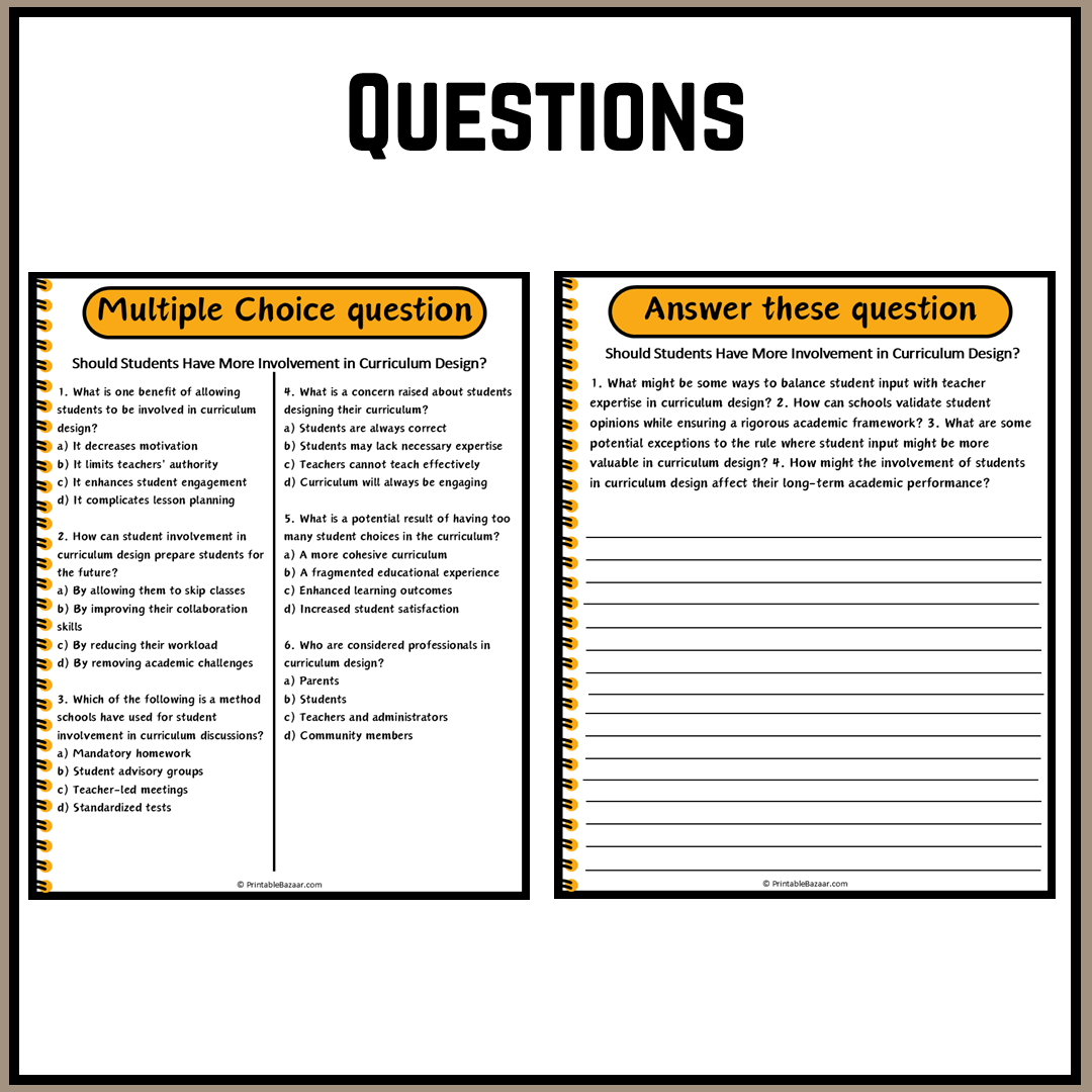 Should Students Have More Involvement in Curriculum Design? | Debate Case Study Worksheet