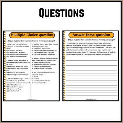 Should Students Have More Involvement in Curriculum Design? | Debate Case Study Worksheet