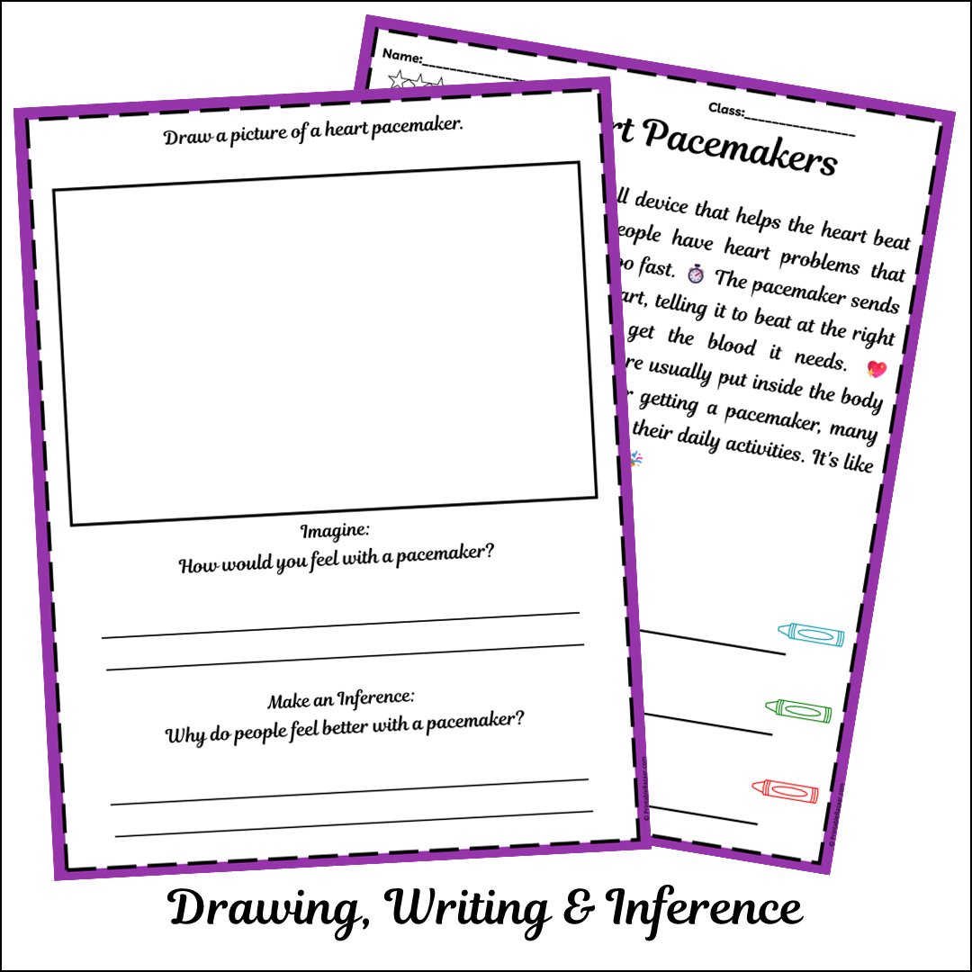 Heart Pacemakers | Short Reading Comprehension Creative Worksheet