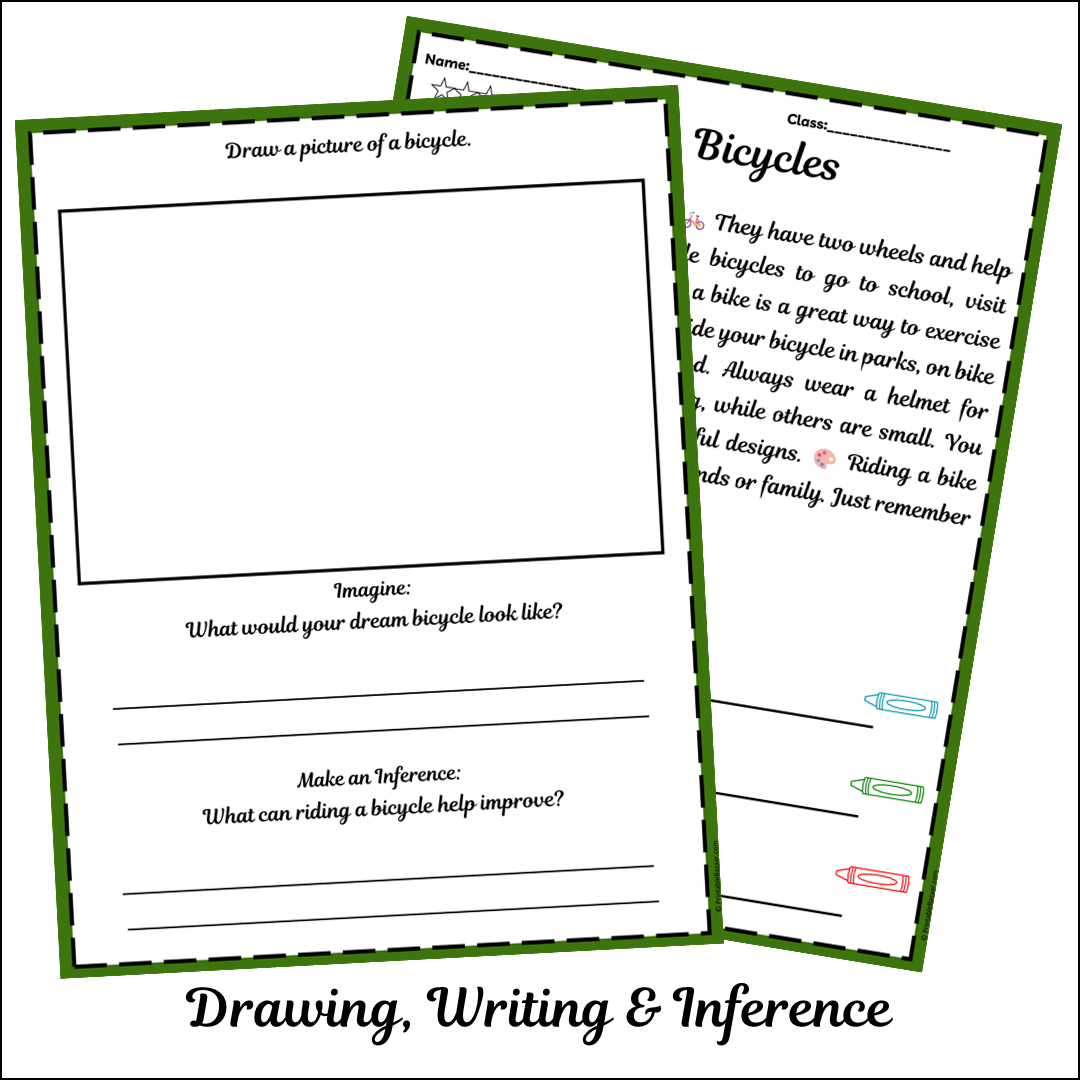 Bicycles | Short Reading Comprehension Creative Worksheet