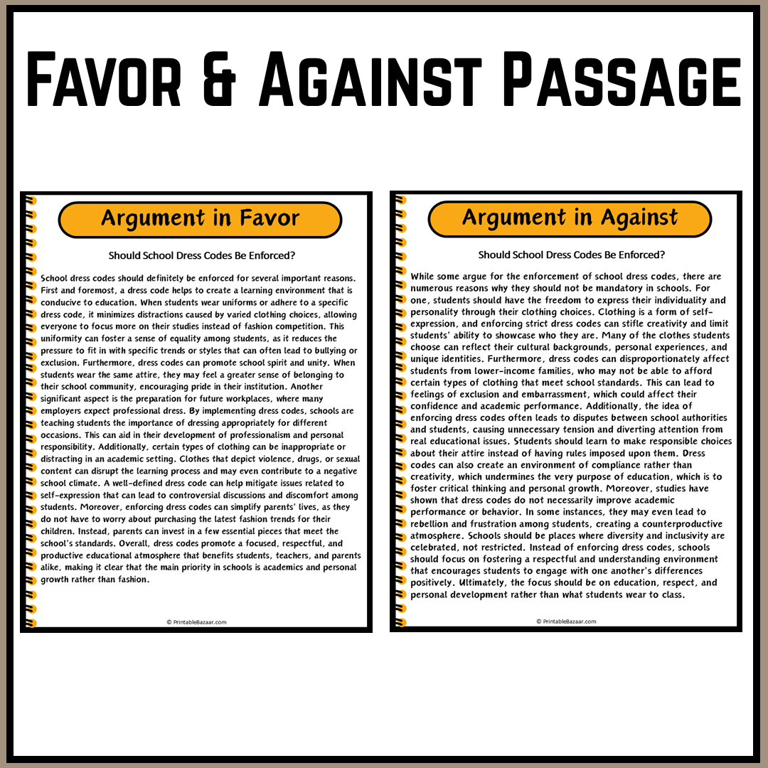 Should School Dress Codes Be Enforced? | Debate Case Study Worksheet